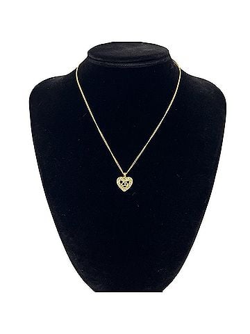Christian Dior Christian Dior CD Logo Heart Motif GP Rhinestone Necklace Pendant Gold 49769 (view 2)