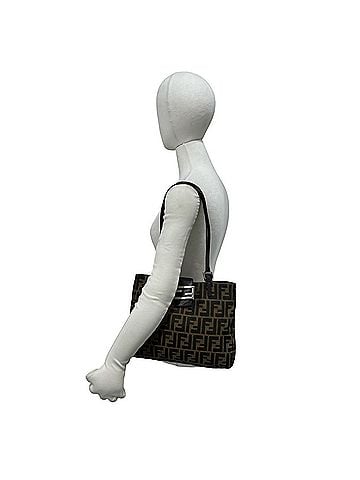 Fendi FENDI Vintage Zucca FF Pattern Canvas Leather Tote Bag Semi-Shoulder Handbag Brown 53194 (view 2)