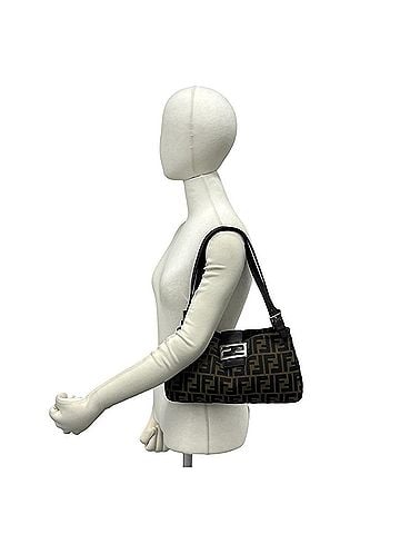 Fendi FENDI Vintage Mamma Bucket Zucca FF Pattern Canvas Leather Semi-Shoulder Bag Brown 58166 (view 2)