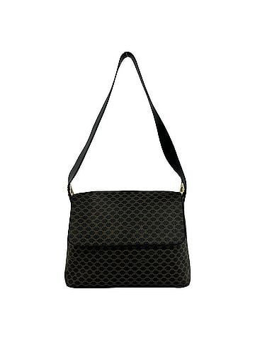 Céline CELINE Vintage Macadam Blazon Triomphe Pattern Leather Semi-One-Shoulder Bag, Black 35670 (view 1)