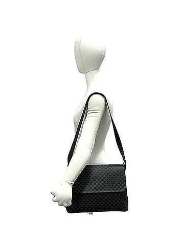 Céline CELINE Vintage Macadam Blazon Triomphe Pattern Leather Semi-One-Shoulder Bag, Black 35670 (view 2)