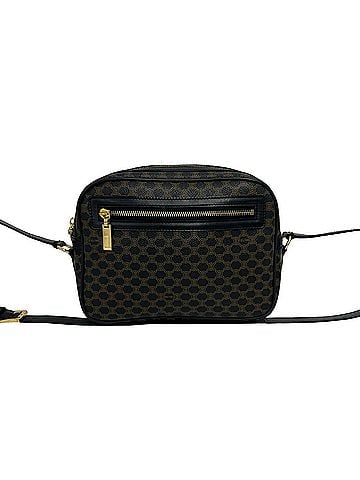 Céline CELINE Vintage Macadam Blazon Triomphe Pattern Leather Shoulder Bag, Black/Brown, 37268 (view 1)