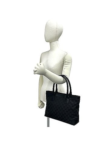 Gucci GUCCI GG pattern canvas leather genuine handbag tote bag business black 52702 (view 2)