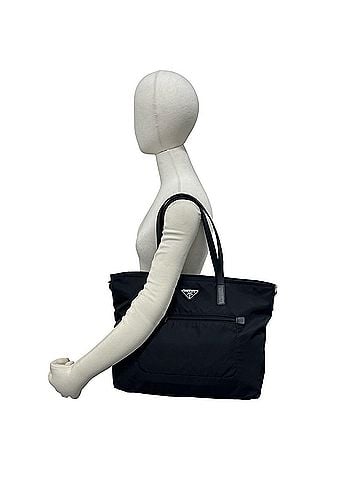 Prada PRADA Prada Triangle Logo Plate Hardware Nylon Saffiano Leather Genuine Tote Bag Semi Shoulder Black 54107 (view 2)