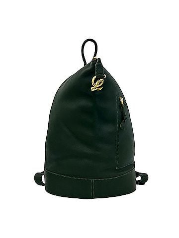 Loewe LOEWE Anton Logo Leather Backpack/Daypack for Women, Green, 98239 (view 1)
