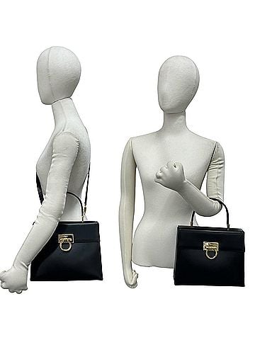 Salvatore Ferragamo Salvatore Ferragamo Gancini hardware leather 2-way handbag/shoulder bag, black, 61297 (view 2)
