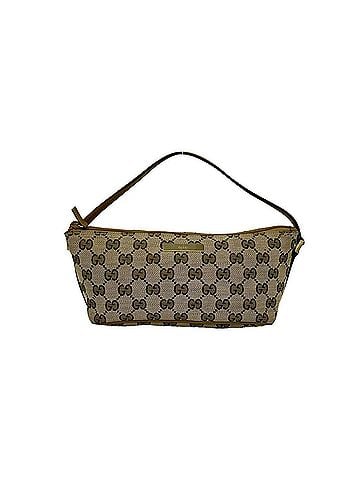 Gucci GUCCI GG pattern logo plate hardware canvas leather genuine mini handbag pouch beige brown 72466 (view 1)