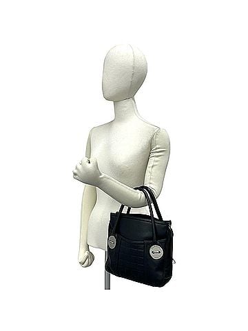 Chanel CHANEL Chocolate Bar Logo Hardware Caviar Skin Leather Genuine Handbag Tote Bag Black 89582 (view 2)