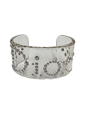 Christian Dior Christian Dior Logo Plastic Rhinestone Bangle Bracelet Accessory Clear 167-2 (view 1)