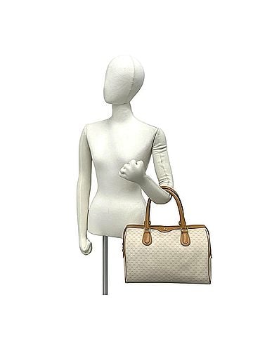 Gucci GUCCI Vintage Old Gucci Micro GG Logo Pattern Leather Boston Bag Handbag Beige 83271 (view 2)