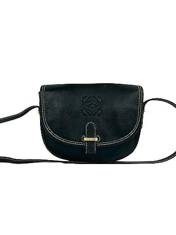 Loewe LOEWE Vintage Anagram Logo Embossed Leather Shoulder Bag/Pouch/Sacoche, Black, 76837 (view 1)