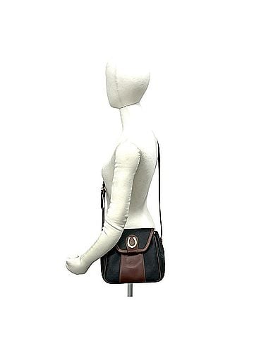 Gucci GUCCI Vintage Micro GG Pattern Leather Shoulder Bag with Horsebit Hardware, Brown/Black, 24491 (view 2)