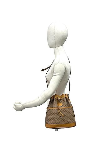 Gucci GUCCI Vintage Old Gucci Micro GG Pattern Logo Hardware Leather Drawstring Shoulder Bag Brown Camel 12730 (view 2)