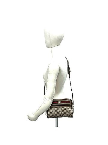 Gucci GUCCI Vintage Sherry Line GG Logo Leather Shoulder Bag/Pouch, Brown, 28890 (view 2)
