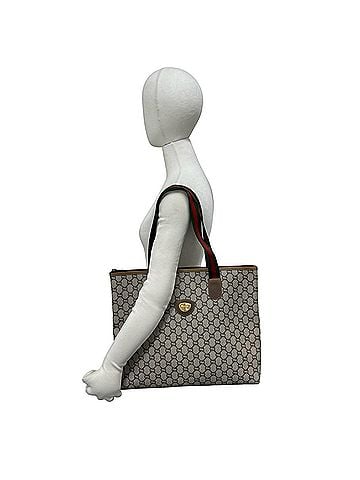 Gucci GUCCI Vintage Sherry Line Gucci Plus Logo Hardware Leather Tote Bag Brown 37916 (view 2)