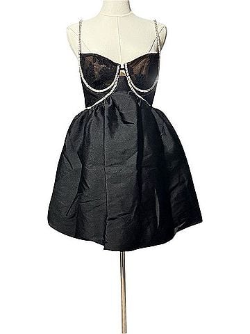 Self-Portrait Diamanté Taffeta and Lace Bustier Mini Dress Cocktail Dress (view 1)