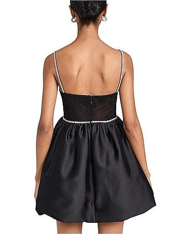 Self-Portrait Diamanté Taffeta and Lace Bustier Mini Dress Cocktail Dress (view 2)