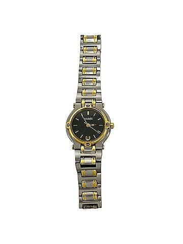 Gucci GUCCI 9000L Logo Engraved Stainless Steel Quartz Wristwatch, Silver/Gold, 37789 (view 1)