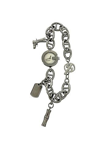 Gucci GUCCI Gucci Logo Charm Stainless Steel Quartz Wristwatch Silver 37369 (view 1)