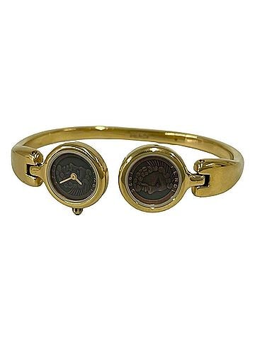 Fendi FENDI 600L Logo Engraved GP Quartz Wristwatch Bangle Gold 22368 (view 1)