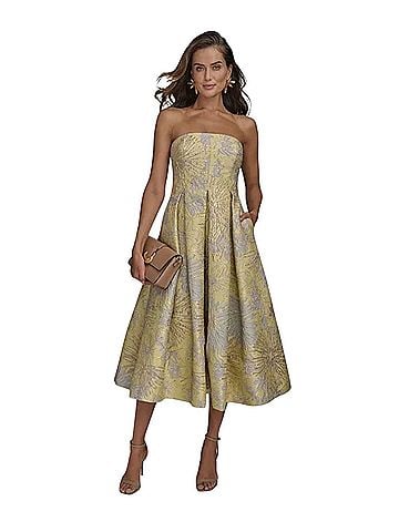 Donna Karan New York Strapless Jacquard Midi Cocktail Dress (view 1)