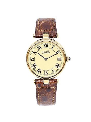 Cartier Cartier 90s 925 Must Vendôme Vermeil LM Quartz Watch, Gold with Ivory Dial, Ladies (view 2)