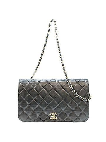 Chanel CHANEL Lambskin Full Flap Turnlock Matelassé 23 Shoulder Bag, Black with Gold Hardware, Women's (view 1)