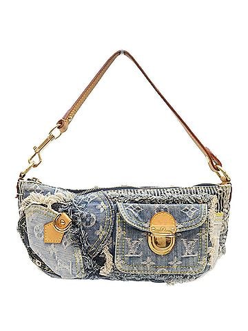 Louis Vuitton LOUIS VUITTON M95382 Monogram Denim Patchwork Pouchy Shoulder Bag, Blue Brown, Gold Hardware, Women's (view 1)