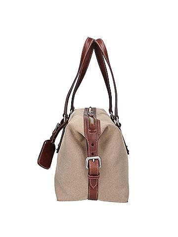 Prada PRADA BR3461 Logo Jacquard Leather Handbag, Brown/Beige, Women's (view 2)