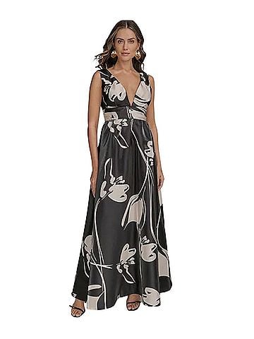 Donna Karan New York Printed V Neck Sleeveless Cocktail Dress (view 1)