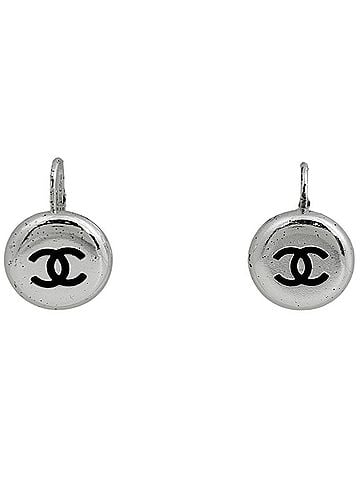 Chanel Chanel earrings, Coco Mark design, round shape, silver plated, silver, women's. (view 1)