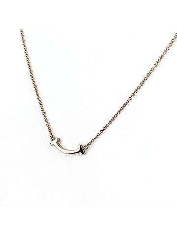 Tiffany & Co. Tiffany &amp; Co. T Smile Mini Necklace PG Pink Gold Pendant 750 Women's (view 1)