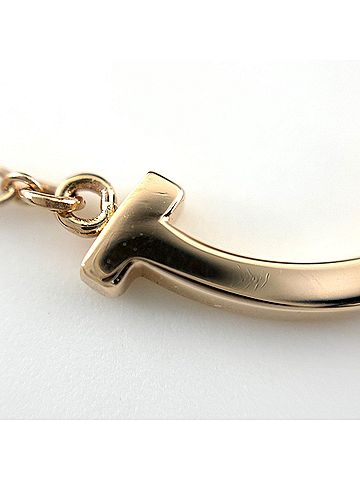 Tiffany & Co. Tiffany &amp; Co. T Smile Mini Necklace PG Pink Gold Pendant 750 Women's (view 2)