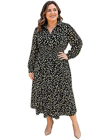 MICHAEL Michael Kors Tossed Lillies Smocked Dress Casual Dress (view 1)