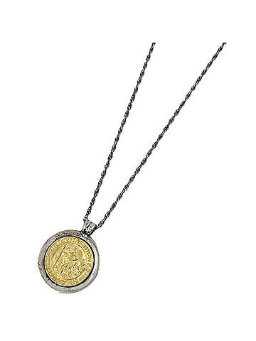 Tiffany & Co. Tiffany &amp; Co. St. Christopher Coin Necklace, 18K Gold, Sterling Silver 925/750, Women's. (view 1)