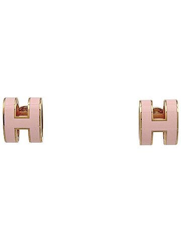 Hermès Hermes Pop H Earrings, Logo GP Pink Gold, Women's (view 1)