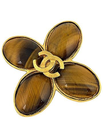 Chanel Chanel Coco Mark Color Stone Brooch GP Gold Women's (view 1)