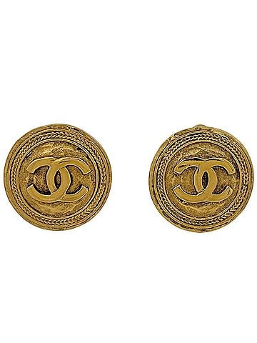 Chanel Chanel Coco Mark Earrings, Round, GP Gold, Women's (view 1)