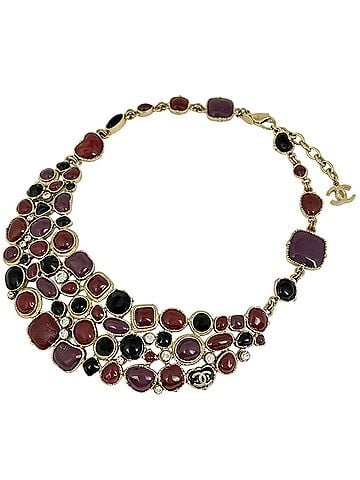 Chanel Chanel Coco Mark Color Stone Necklace GP Rhinestone Gold Multicolor Women's (view 1)