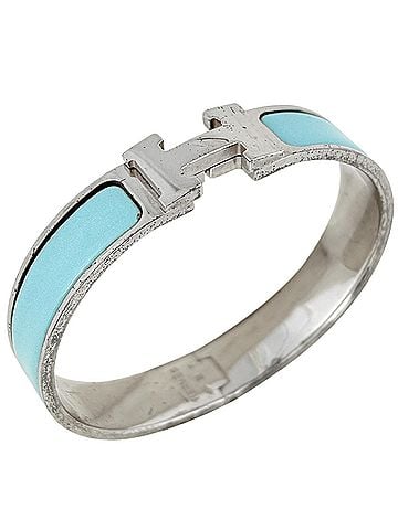 Hermès Hermes HERMES Clic H Enamel Bracelet Clack Bangle Metal Silver Women's (view 1)