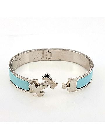 Hermès Hermes HERMES Clic H Enamel Bracelet Clack Bangle Metal Silver Women's (view 2)