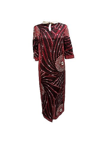 Miu Miu Miu Miu Printed Midi Dress in Burgundy Silk (view 1)