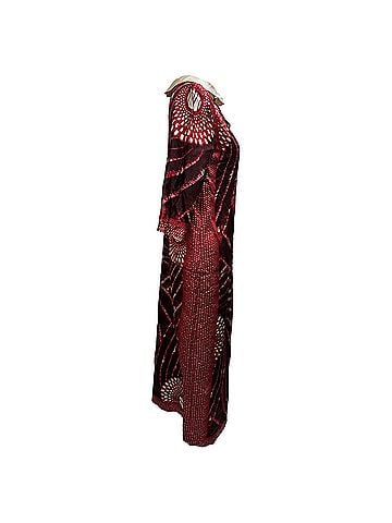 Miu Miu Miu Miu Printed Midi Dress in Burgundy Silk (view 2)