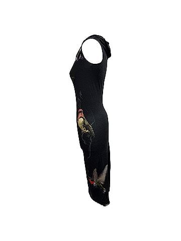 Alexander McQueen Alexander Mcqueen Hummingbird Print Midi Dress in Black Viscose (view 2)