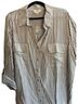 Perch by Blu Pepper Stripes Multi Color Tan Button-Down Shirt Size 3X - photo 1