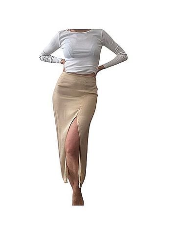 & Other Stories Gold Satin Skirt Formal Skirt (view 1)