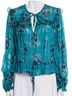 Veronica Beard 100% Silk Floral Teal Blouse Size S - photo 6