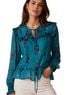 Veronica Beard 100% Silk Floral Teal Blouse Size S - photo 1