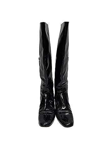 Saint Laurent Saint Laurent Babies 40 Knee High Boots in Black Patent Leather (view 2)