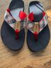 L.L.Bean Red Blue Multi Color Flip Flops Size 8 - photo 3